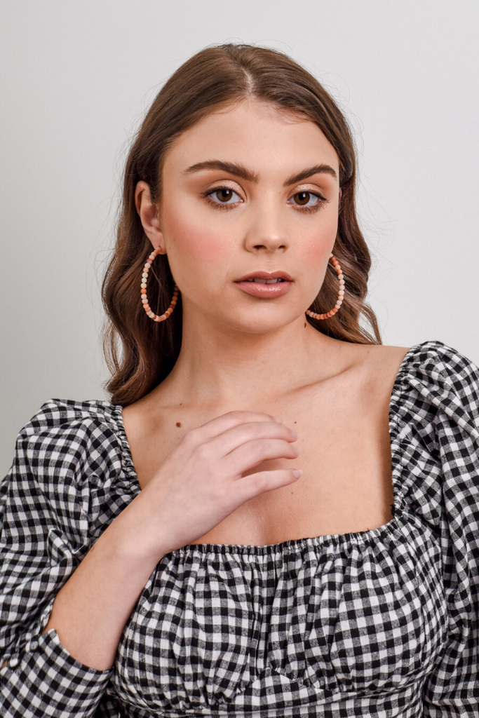 KYLIE / PINK STONE HOOPS