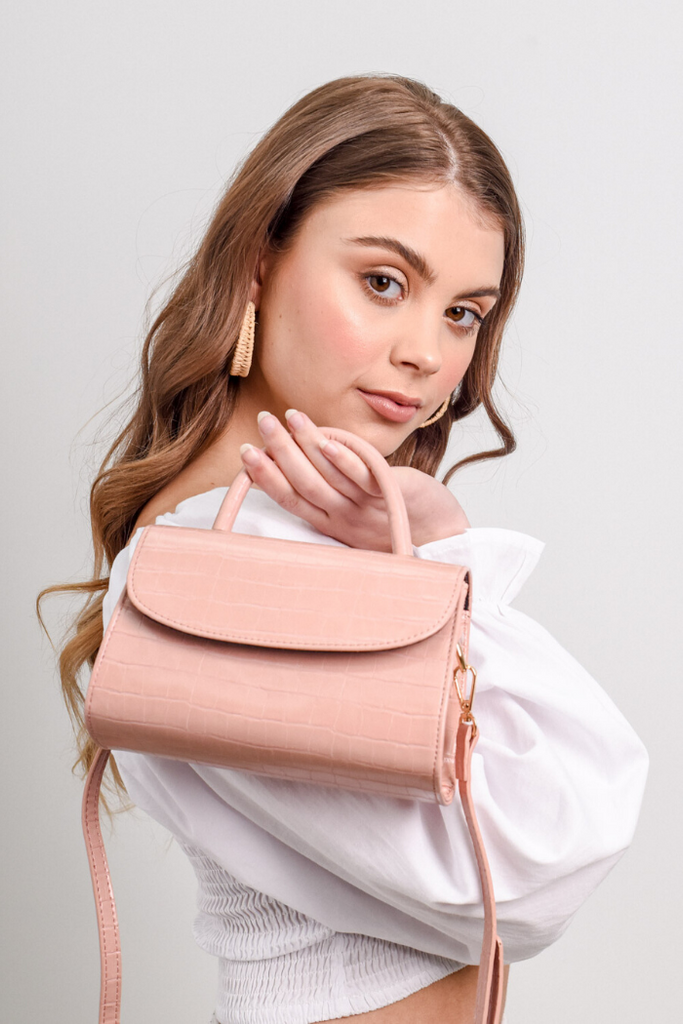 LARA / BLUSH CROC BAG